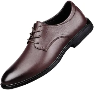 Men's Leather Dress Shoes Fashion Pointed Toe Lace Up Business Tuxedo Shoes for Men Lightweight All-Day Comfort Non-Slip Oxfords Shoes