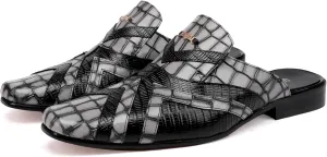 Men’s Loafer Mules Slip-On Dress Sandals Casual Leather Backless Mule Shoes with Buckle for Formal, Business, Party