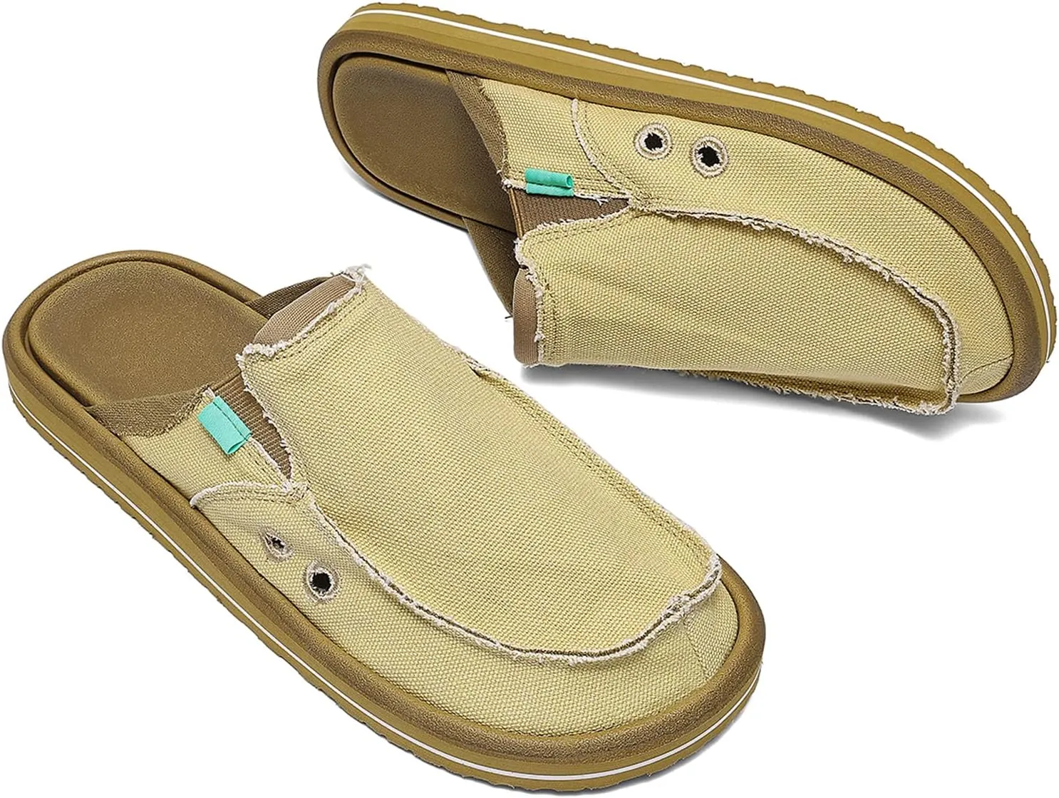 Mens Open Back Slip On Shoes Casual Canvas Slippers with Breathable Design Comfortable Outdoor Slide Shoes for Travel Walking Garden Everyday Wear