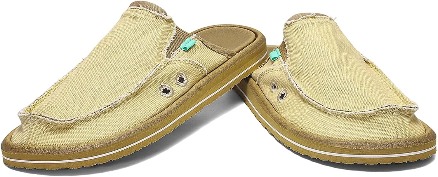Mens Open Back Slip On Shoes Casual Canvas Slippers with Breathable Design Comfortable Outdoor Slide Shoes for Travel Walking Garden Everyday Wear