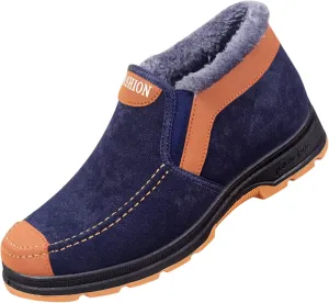 Men's Plush Warm Boots Winter Slip On Ankle Boots Fleece Lined Insulated Boots Comfort Walking Boots Snow Boots