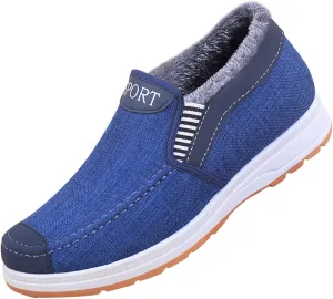 Men's Plush Warm Boots Winter Slip On Ankle Boots Fleece Lined Insulated Boots Comfort Walking Boots Snow Boots
