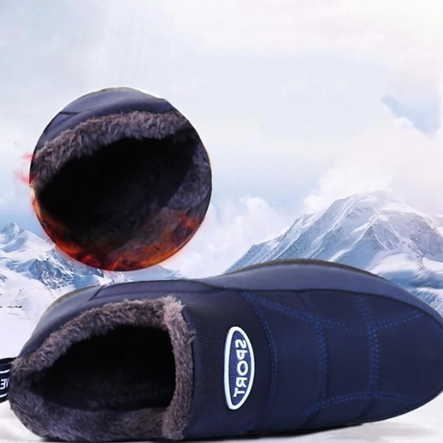 Men's Water Proof Insulated Snow Boots Classic Slip On Winter Boots Fleece Lined Warm Boots Flat 6 Boots Men