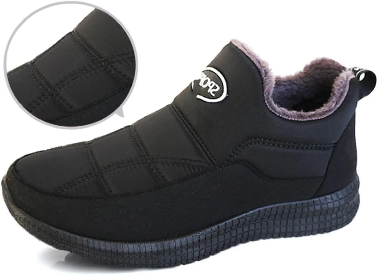 Men's Water Proof Insulated Snow Boots Classic Slip On Winter Boots Fleece Lined Warm Boots Flat 6 Boots Men