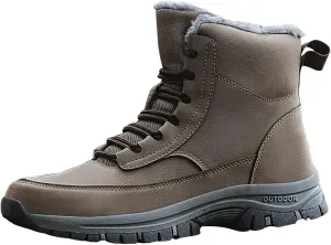 Men's Water Proof Winter Boots Fleece Lined Cold Proof Insulated Snow Boots Lace Up Thick Insulated Rain Boots for Men