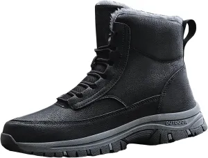 Men's Water Proof Winter Boots Fleece Lined Cold Proof Insulated Snow Boots Lace Up Thick Insulated Rain Boots for Men