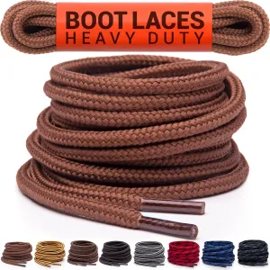 Miscly Round Boot Laces [1 Pair] Heavy Duty and Durable Shoelaces for Boots, Work Boots & Hiking Shoes