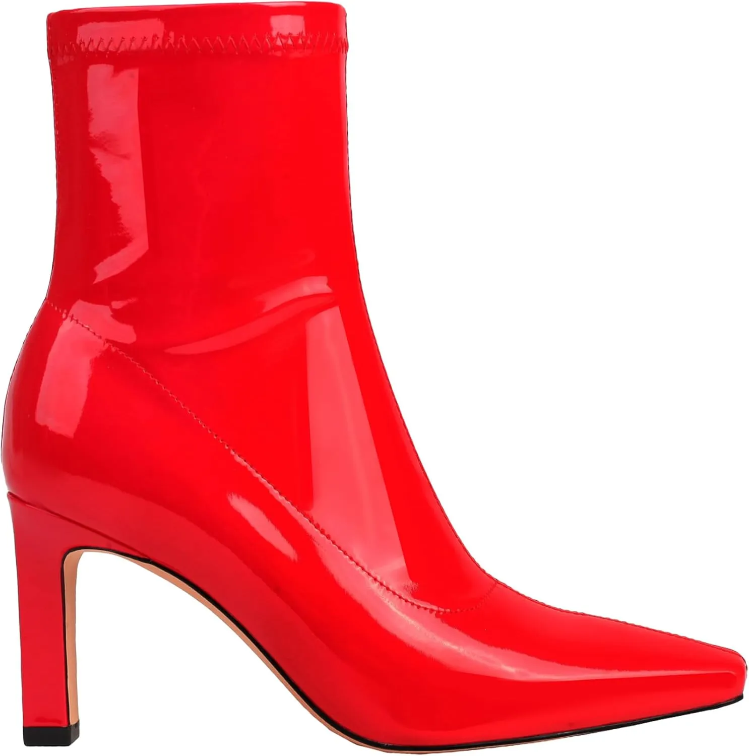 Mofirdast Women's Mid Calf Boots Comfy Square Closed Toe Stiletto High Heel Boot Zipper Short Ankle Booties