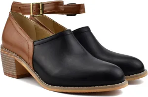 MOOMMO Women Mid Chunky Heel Loafers Almond Toe Stacked Heel Ankle Strap Pumps Gold Buckle 2 Inch Block Heel Western Ankle Booties Vintage Dress Shoes Comfort Office Casual 4-14 M US