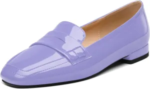 NUMALEO Women's Loafers Penny Loafers Fashion Comfortable Slip On Flats for Women Low Heel Chunky Pumps Patent Heels Work Office Dressy Shoes