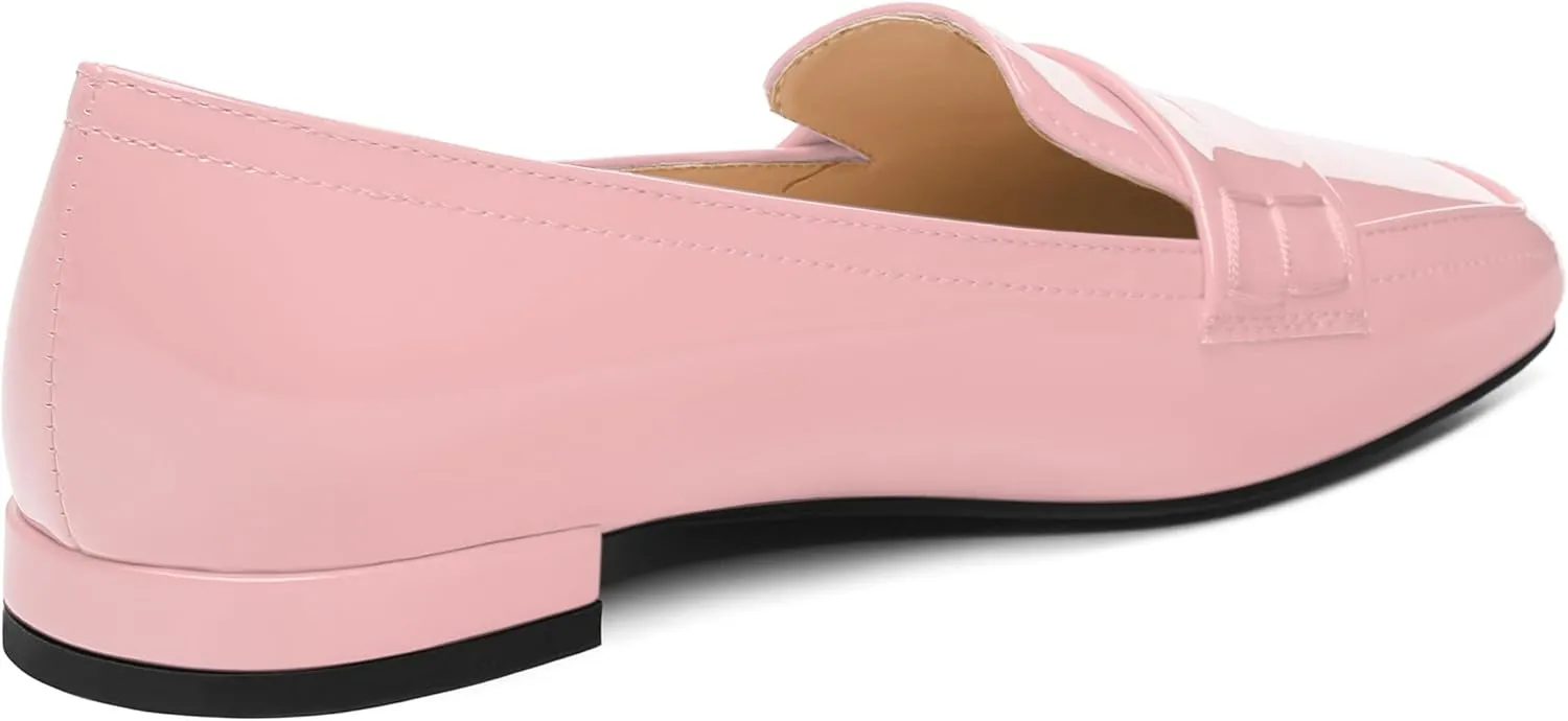 NUMALEO Women's Loafers Penny Loafers Fashion Comfortable Slip On Flats for Women Low Heel Chunky Pumps Patent Heels Work Office Dressy Shoes