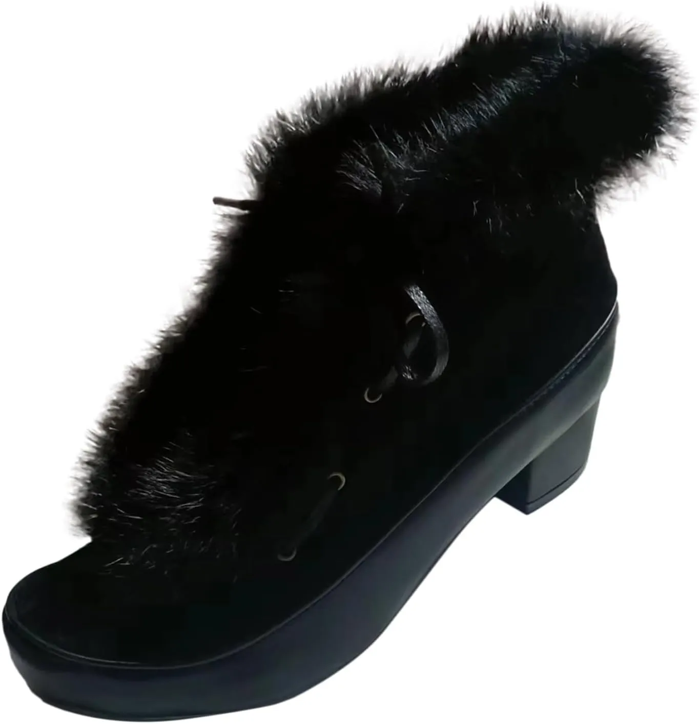 Platform Boots Women's Winter Warm Plus Cotton Thickened Furry Snow Boots Chunky Heels Elegant Short Booties