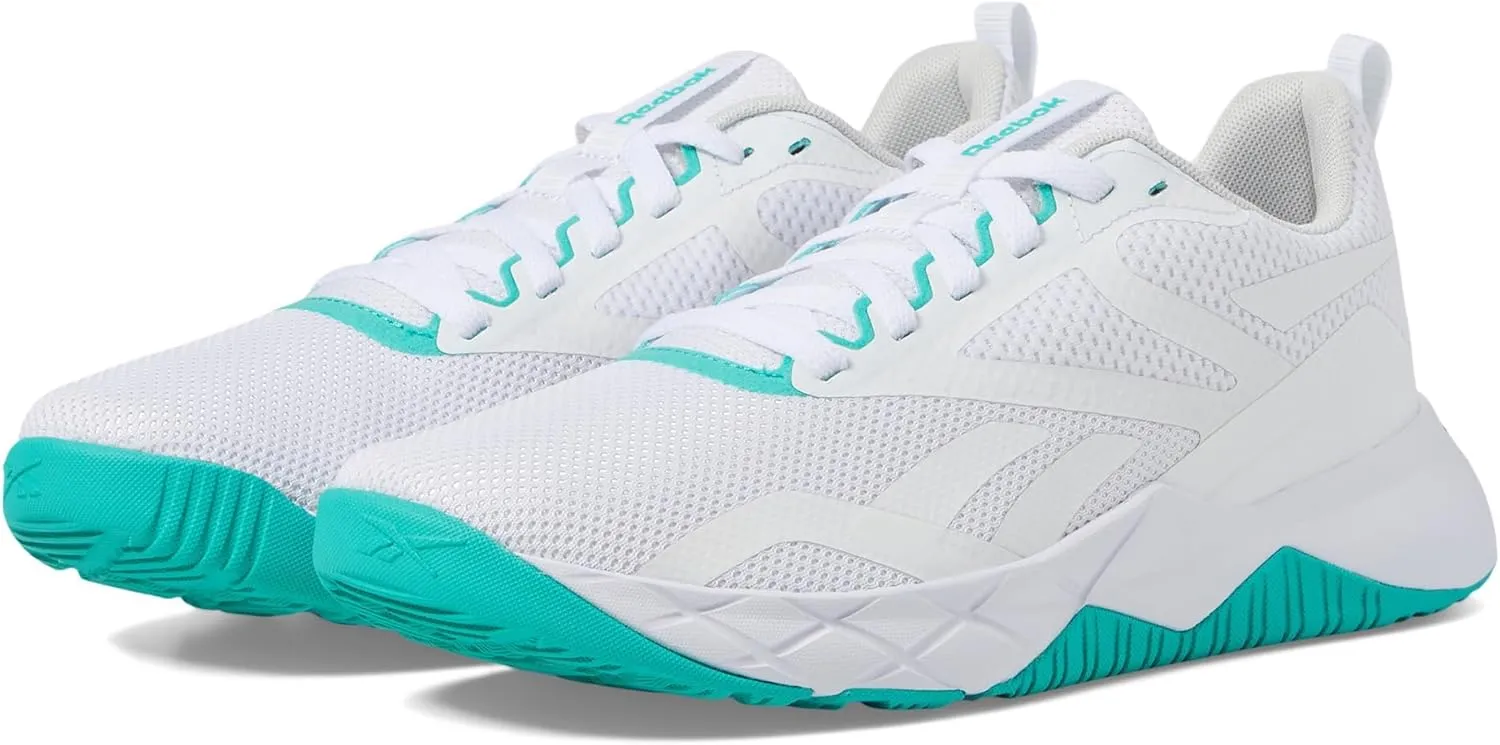 Reebok Women's NFX Trainer Sneaker, Footwear White/Black/Unleashed Green, 5