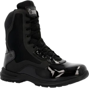 ROCKY Cadet 8" Black Side Zip Public Service Boot, Black, Size 8(W)