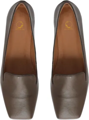 SHODENSE Women Square Toe Loafers Flats Slip On Matte Leather Penny Loafers Comfortable Office Work Flats Casual Flat Heel Loafer Vintage Club Driver Flat Shoes Fall Spring Daily Size 4-11 M US