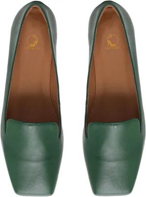 SHODENSE Women Square Toe Loafers Flats Slip On Matte Leather Penny Loafers Comfortable Office Work Flats Casual Flat Heel Loafer Vintage Club Driver Flat Shoes Fall Spring Daily Size 4-11 M US