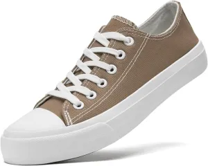 Soofylia Women's Canvas Fashion Sneakers, Grey, Flat Heel, Lace-Up, Lightweight, Breathable, Casual, Summer, Skateboarding