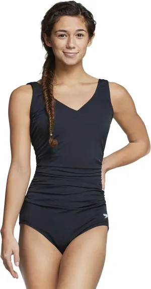 Speedo Women's Swimsuit One Piece Endurance  Shirred Contourback Conservative Cut