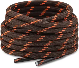 Stepace Round Shoelaces [2 Pairs] Heavy Duty Boot Shoe Laces for Hiking Work Boots