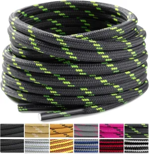 Stepace Round Shoelaces [2 Pairs] Heavy Duty Boot Shoe Laces for Hiking Work Boots