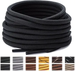 Stepace Round Shoelaces [2 Pairs] Heavy Duty Boot Shoe Laces for Hiking Work Boots