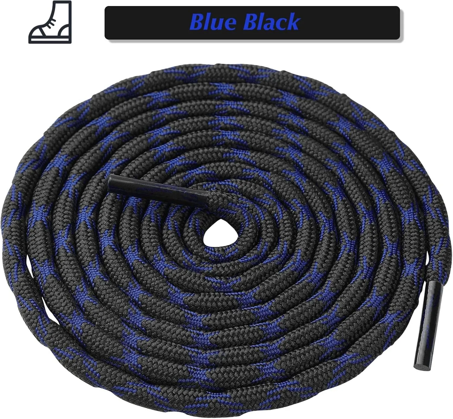 Stepace Wave Round Boot Laces [2 Pairs] Heavy Duty Shoelaces,Work Boots & Hiking Shoes