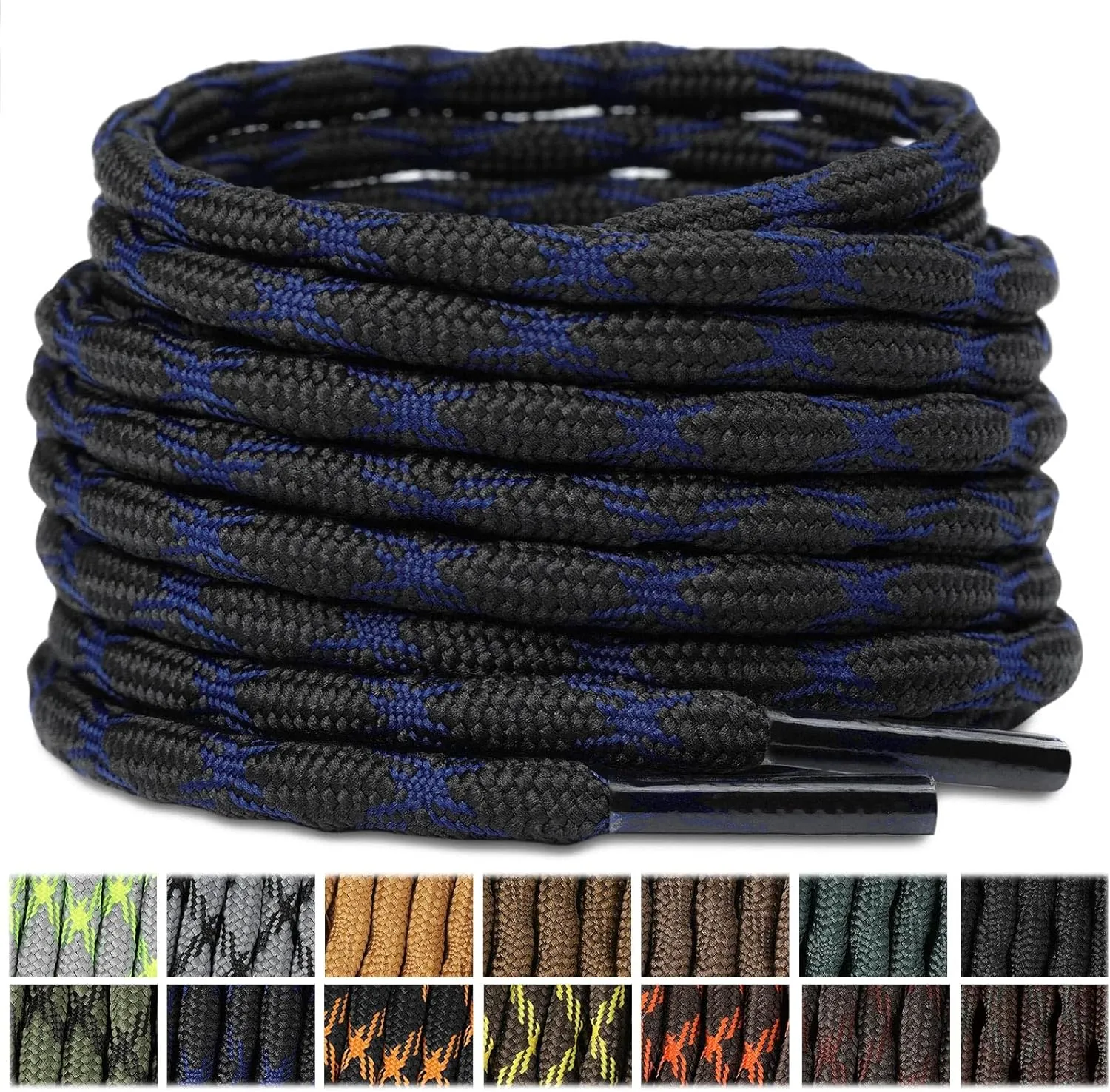 Stepace Wave Round Boot Laces [2 Pairs] Heavy Duty Shoelaces,Work Boots & Hiking Shoes