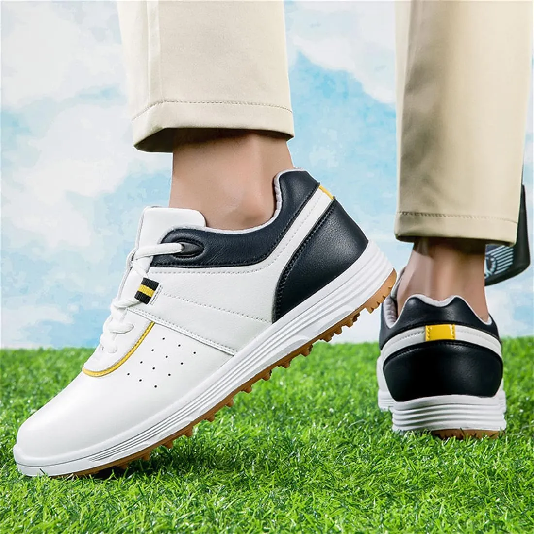 UCUZMI Waterproof Golf Shoes, Mens Golfing Trainers Casual Golf Fitness Shoes Ligthweight Comfortable Golf Sneakers