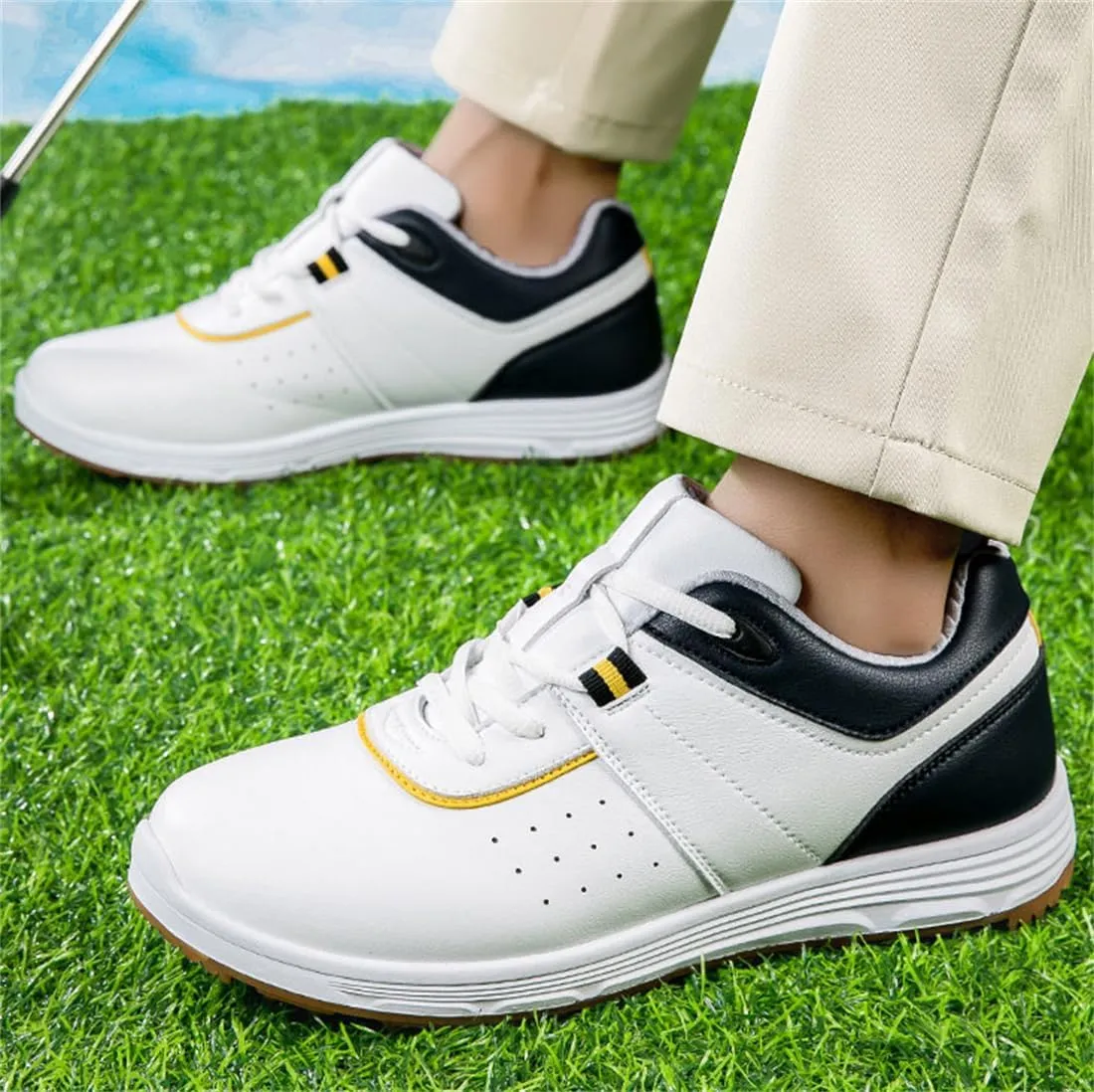 UCUZMI Waterproof Golf Shoes, Mens Golfing Trainers Casual Golf Fitness Shoes Ligthweight Comfortable Golf Sneakers
