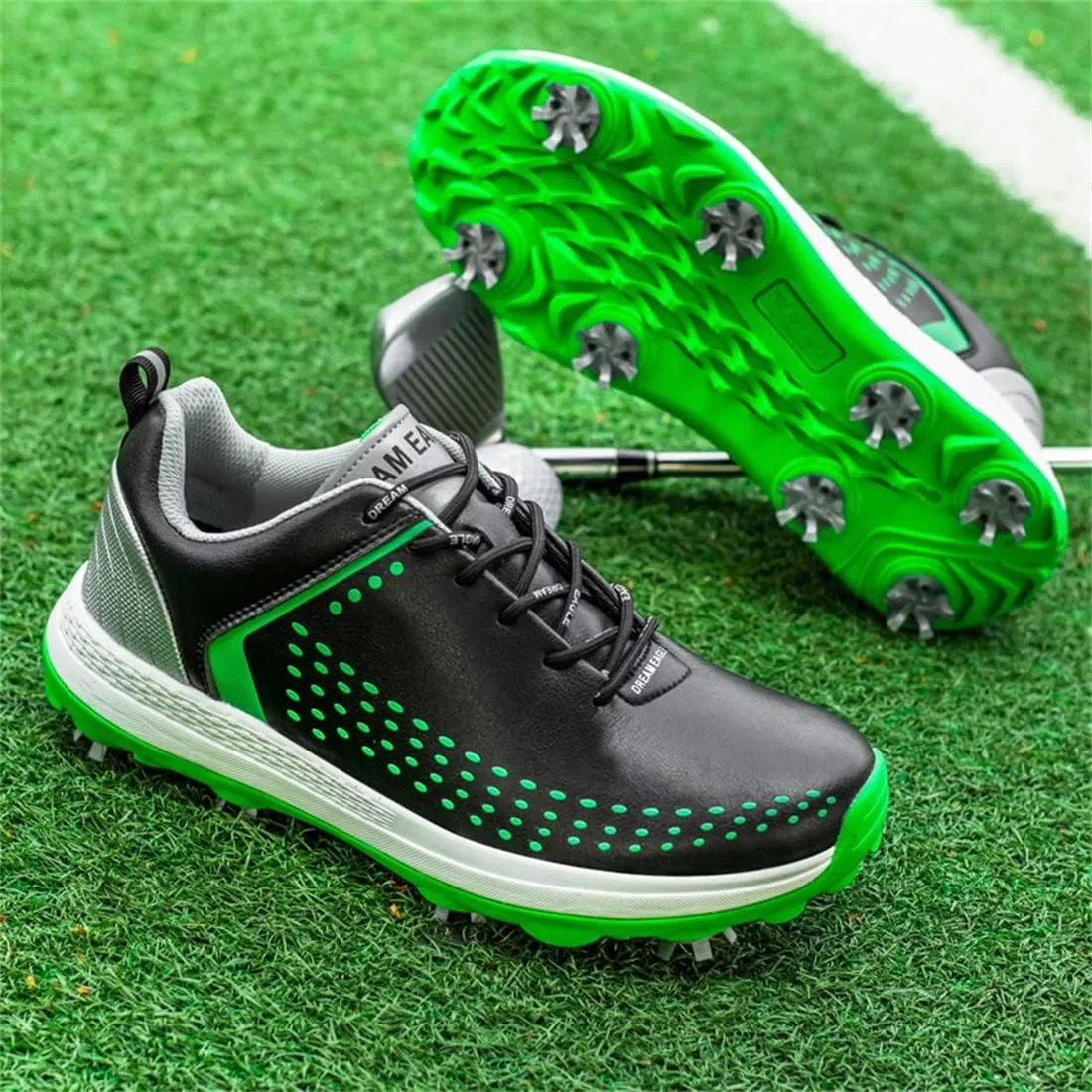 UCUZMI Waterproof Golf Shoes, Spiked Golf Athletic Trainers for Male Walking Footwears Outdoor Walking Fitness Shoes