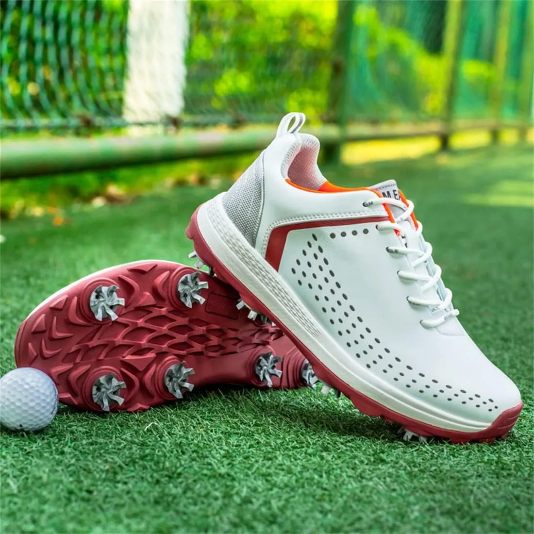 UCUZMI Waterproof Golf Shoes, Spiked Golf Athletic Trainers for Male Walking Footwears Outdoor Walking Fitness Shoes