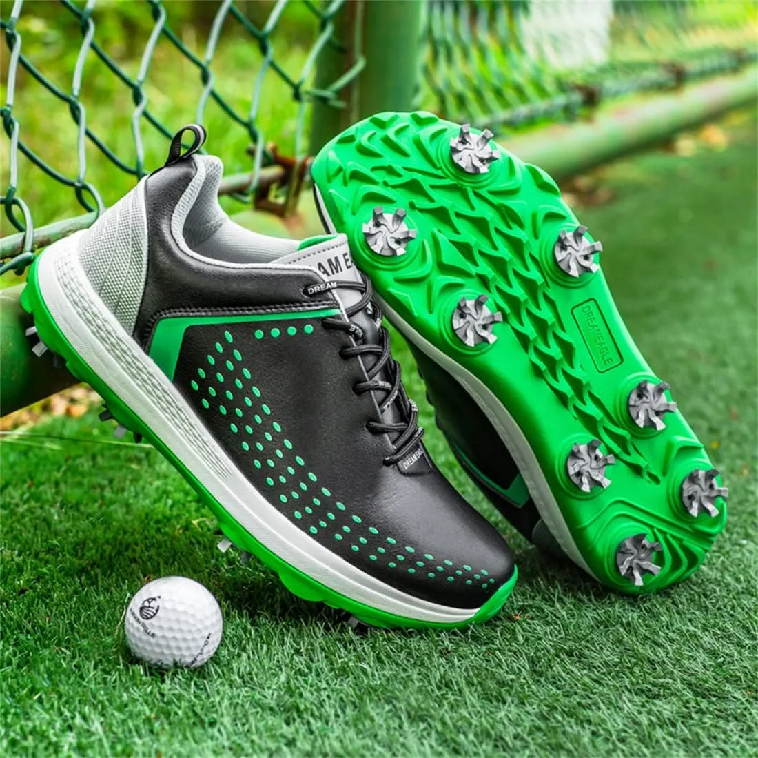 UCUZMI Waterproof Golf Shoes, Spiked Golf Athletic Trainers for Male Walking Footwears Outdoor Walking Fitness Shoes