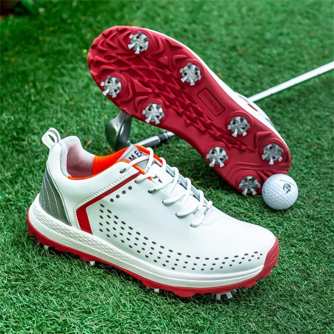UCUZMI Waterproof Golf Shoes, Spiked Golf Athletic Trainers for Male Walking Footwears Outdoor Walking Fitness Shoes