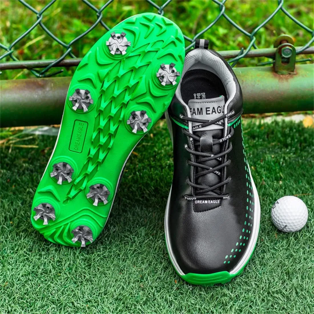 UCUZMI Waterproof Golf Shoes, Spiked Golf Athletic Trainers for Male Walking Footwears Outdoor Walking Fitness Shoes