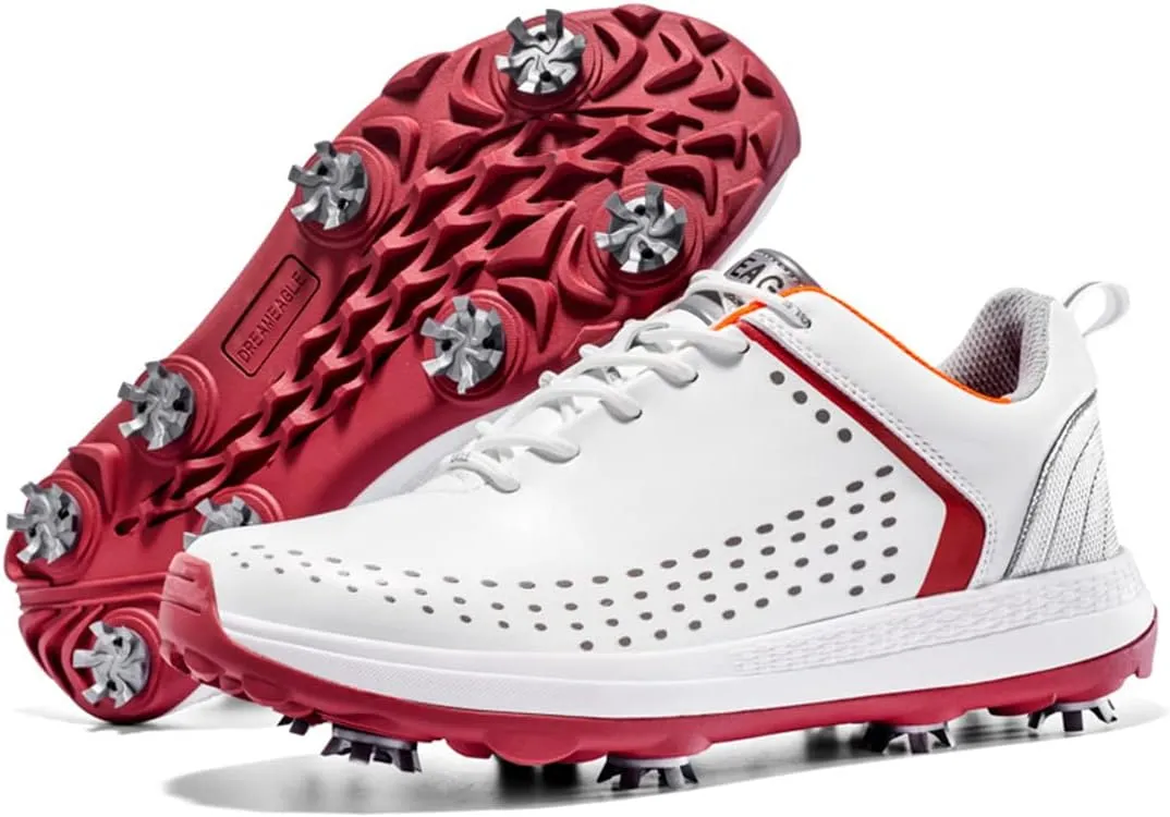 UCUZMI Waterproof Golf Shoes, Spiked Golf Athletic Trainers for Male Walking Footwears Outdoor Walking Fitness Shoes
