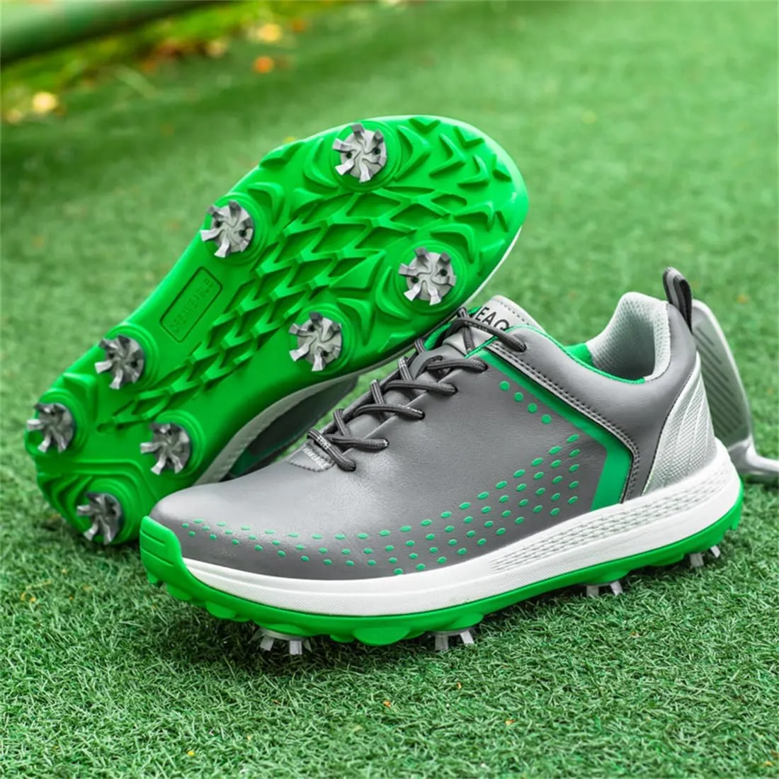 UCUZMI Waterproof Golf Shoes, Spiked Golf Athletic Trainers for Male Walking Footwears Outdoor Walking Fitness Shoes