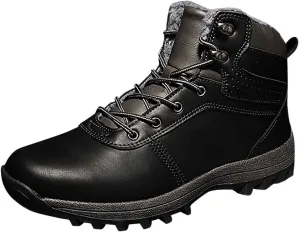 Vintage Leather Ankle Boots for Men Water Proof Insulated Non Slip Boots Thickened Warm Fleece Winter Shoes Men Snow