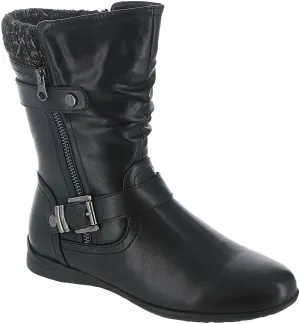 Wanderlust Womens Phyllis Faux Leather Mid-Calf Boots Black 11 Wide (C,D,W)