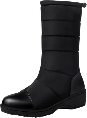 Winter Warm Padded New Flat Bottom Thickened Down Fabric Mid Calf Snow Boots Big Size Lace up Boots for Women