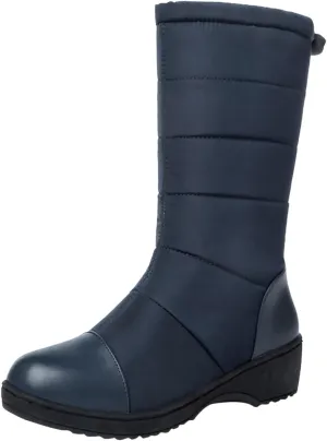Winter Warm Padded New Flat Bottom Thickened Down Fabric Mid Calf Snow Boots Big Size Lace up Boots for Women