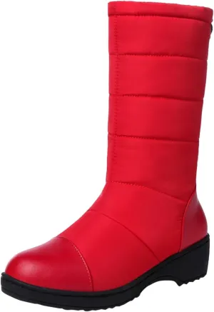Winter Warm Padded New Flat Bottom Thickened Down Fabric Mid Calf Snow Boots Big Size Lace up Boots for Women