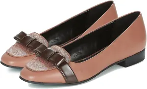 Women Chunky Low Heel Loafers Bow Slip On Closed Round Toe Loafer Shoes Matte Sequin Comfy 1 Inch Block Heels Dress Shoes Pumps Patchwork Glitter Office Work Pumps Cute Chic 4-11 M US