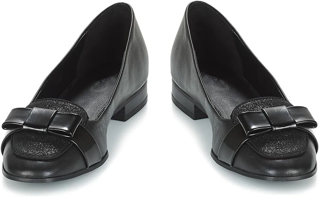 Women Chunky Low Heel Loafers Bow Slip On Closed Round Toe Loafer Shoes Matte Sequin Comfy 1 Inch Block Heels Dress Shoes Pumps Patchwork Glitter Office Work Pumps Cute Chic 4-11 M US
