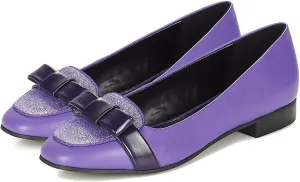 Women Chunky Low Heel Loafers Bow Slip On Closed Round Toe Loafer Shoes Matte Sequin Comfy 1 Inch Block Heels Dress Shoes Pumps Patchwork Glitter Office Work Pumps Cute Chic 4-11 M US