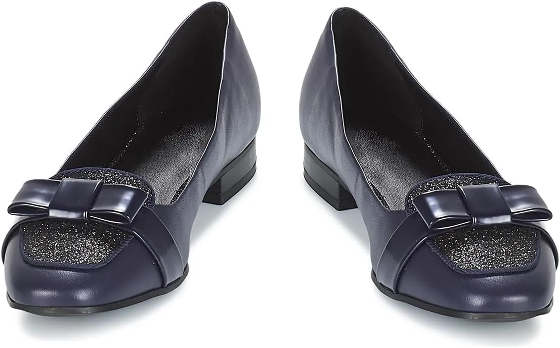 Women Chunky Low Heel Loafers Bow Slip On Closed Round Toe Loafer Shoes Matte Sequin Comfy 1 Inch Block Heels Dress Shoes Pumps Patchwork Glitter Office Work Pumps Cute Chic 4-11 M US