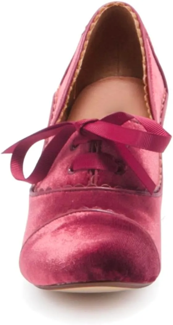 Women Lace Up Loafers Pumps Velvet Chunky Heel Oxford Shoes Round Toe Vintage 2 inch Block Heel Dress Shoes Cap Toe Loafer Heels Suede Retro Evening Wedding Office Ladies 4-11 M US