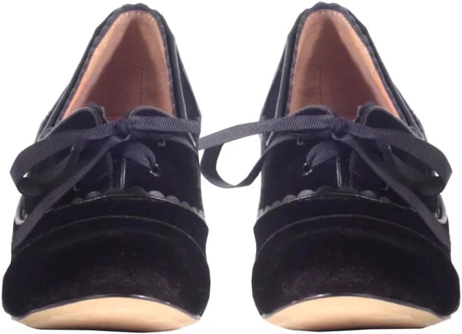 Women Lace Up Loafers Pumps Velvet Chunky Heel Oxford Shoes Round Toe Vintage 2 inch Block Heel Dress Shoes Cap Toe Loafer Heels Suede Retro Evening Wedding Office Ladies 4-11 M US