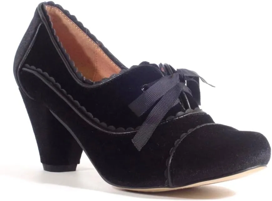 Women Lace Up Loafers Pumps Velvet Chunky Heel Oxford Shoes Round Toe Vintage 2 inch Block Heel Dress Shoes Cap Toe Loafer Heels Suede Retro Evening Wedding Office Ladies 4-11 M US