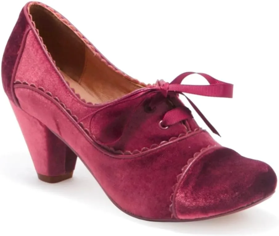 Women Lace Up Loafers Pumps Velvet Chunky Heel Oxford Shoes Round Toe Vintage 2 inch Block Heel Dress Shoes Cap Toe Loafer Heels Suede Retro Evening Wedding Office Ladies 4-11 M US