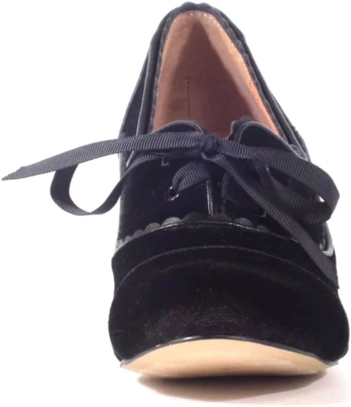 Women Lace Up Loafers Pumps Velvet Chunky Heel Oxford Shoes Round Toe Vintage 2 inch Block Heel Dress Shoes Cap Toe Loafer Heels Suede Retro Evening Wedding Office Ladies 4-11 M US